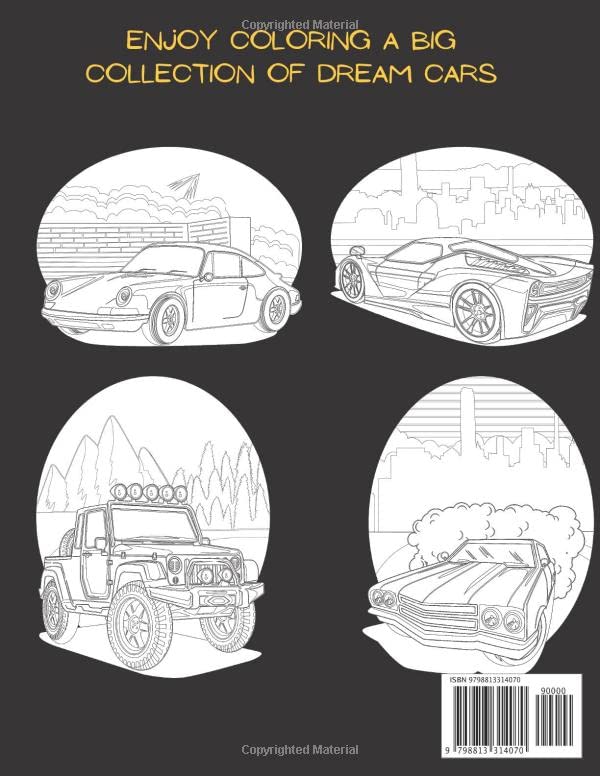 Dream Super Cars Coloring Book For Kids and Adults: Colouring book of sport and luxury cars for cars lovers WoodArtSupply