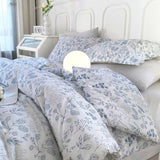 EAVD Blue Floral Comforter Set Twin/Twin XL White Soft Microfiber 3-Pieces Boho Botanical Flower Bedding Comforter Set for Girls with 2 Pillowcases Cute Fresh Botanical Bedding Set for All-Season EAVD