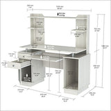 Inval America Computer Work Center with Hutch, 19.5 x 48.62 x 53.5, Washed Oak Inval