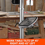 13 in Benchtop Drill Press, 7.5 Amp 120V, 288-3084 RPM Variable Speed Cast Iron Bench Drill Press, 0-45° Tilting Worktable, Tabletop Drilling Machine for Wood Metal PioneerWorks