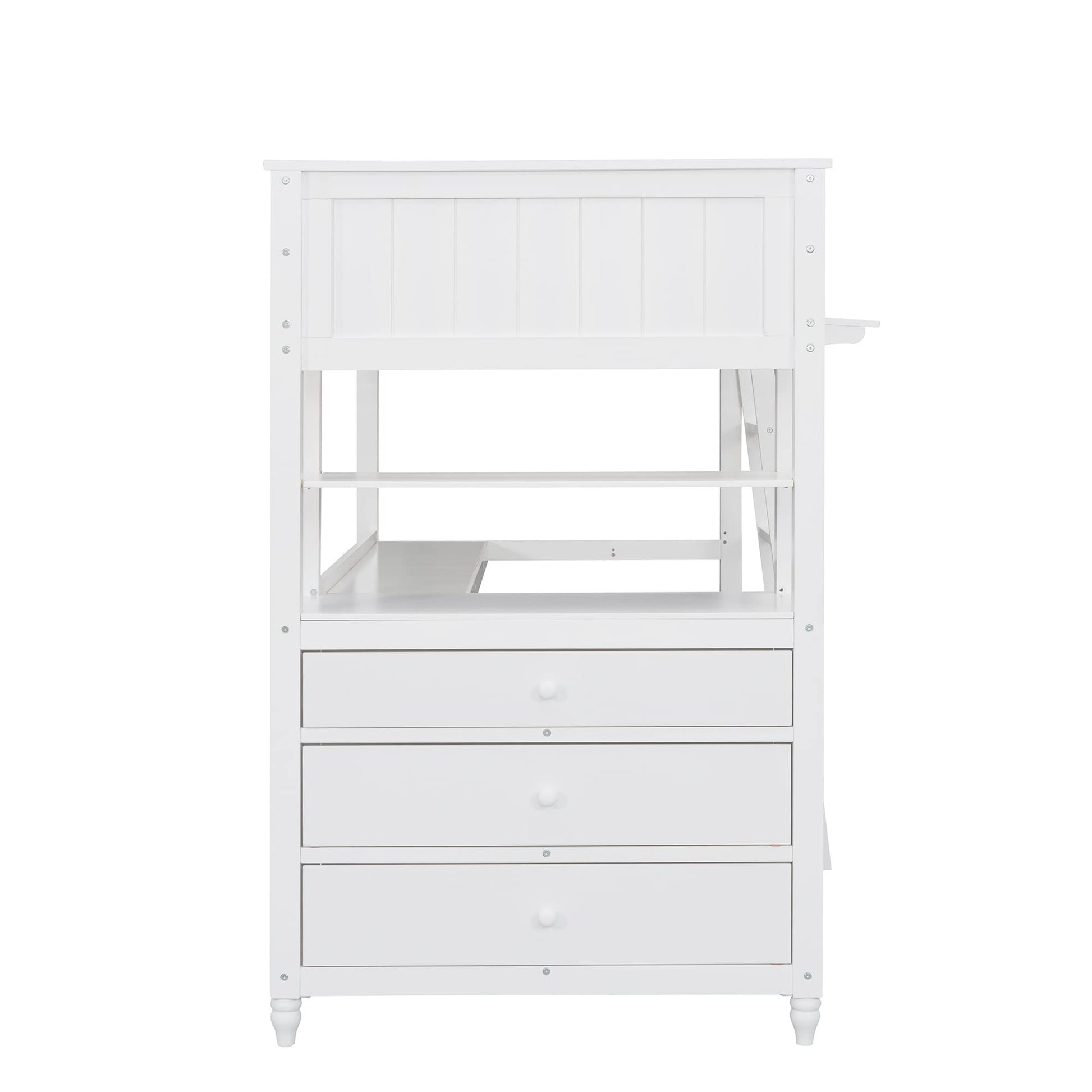 Twin Size Loft Bed with Desk and Storage by Harper & Bright Designs - Solid Wood Frame in White - WoodArtSupply