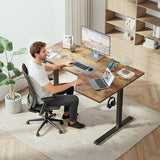 Klicelor 63 Inch L Shaped Standing Desk, Adjustable Height Corner Desk for Home Office Workstation, Sit Stand Desk with Two-Piece Desktop, Rustic Brown Klicelor