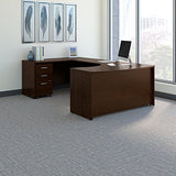 Bush Business Furniture Series C 60W Left Handed Bow Front U Shaped Desk with Mobile File Cabinet in Mocha Cherry Bush Furniture