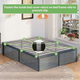 Upcanso 16 Inch Bed Frame Queen Size with Fabric Cover, Metal Platform Queen Bed Frame with Storage No Box Spring Needed, Heavy Duty Non-Slip, Easy Assembly Mattress Foundation Upcanso