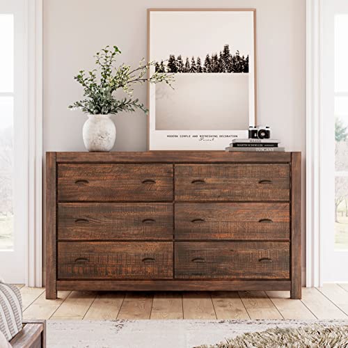 Grain Wood Furniture Montauk 6-Drawer Dresser, Rustic Walnut