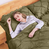 JOLLYVOGUE Olive Green Queen Size Comforter Sets 7 Pieces, Pintuck Bed in a Bag Comforter Set for Bedroom, Bedding Comforter Sets with Comforter, Sheets, Ruffled Shams & Pillowcases JOLLYVOGUE