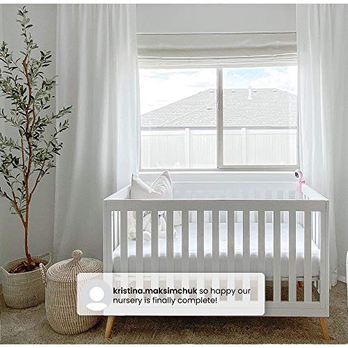 Delta Children Essex 4-in-1 Convertible Baby Crib, Bianca White with Natural Legs - WoodArtSupply