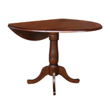 IC International Concepts International Concepts Round Hardwood Dual Drop Leaf Pedestal Espresso Dining Table IC International Concepts