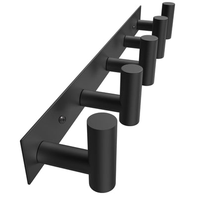 VAEHOLD Black Hat and Coat Wall Mount Rack 5 Hooks for Robes, Bags, Keys, and Towels Bathroom Towel Hanger Organizer (1 Pack)