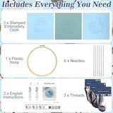 Mindsoft 3 Sets Possum Embroidery Kit with Embroidery Hoop Easy Pattern Needlepoint Kit for Beginners and Adults Hand Crafts Needlepoint Set with Needles Thread and Instruction