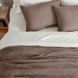 EVERGRACEHOME Cotton Coverlet Set Full Queen Size 3 Pieces, Lightweight Soft Ribbed Matelassé Bedspread Quilt Set, Cozy Oversized Quilted Bedding Set with 2 Pillow Shams for All Seasons, Mocha Brown EVERGRACEHOME