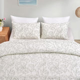 Arianaut Cotton Printed Comforter Set – Soft & Breathable Bedding Quilt Set with Microfiber Fill – Includes 1 Comforter & 2 Pillowcases – Lightweight & All-Season (White Printed, Queen) Arianaut