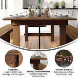 Flash Furniture Hercules Commercial Grade Farmhouse Dining Table | Solid Pine Foldable Table for 10 in Antique Rustic | Rustic Charm for Home and Events Flash Furniture