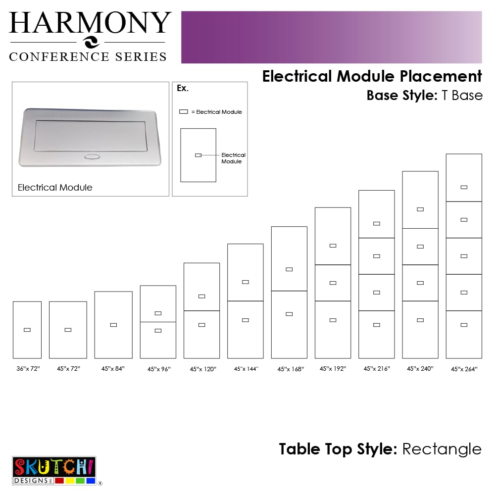 SKUTCHI DESIGNS INC. 14' Modular Rectangular Conference Table with Electric and Data | 14 Person Meeting Table | Harmony Series | Black Cypress SKUTCHI DESIGNS INC.