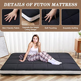 DoCred Queen Size Futon Mattress, Extra Thick Foldable Japanese Floor Mattress Memory Foam Sleeping Pad for Adults, Roll Up Mattress Tatami Mat Breathable Floor Lounger Guest Bed DoCred