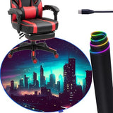 DEALZOOM Gaming Chair Mat LED RGB Gaming Lights (Skyline 47”) - Noise Cancelling, Anti-Slip Gamer Floor Mat – Scratch Resistant Computer Gaming Mat for Chair – Office Chair Mat for Hardwood Floor DEALZOOM