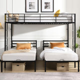 Bellemave Full Over Twin Over Twin Triple bunk Bed with Drawers 3 bunk Bed, Triple bunk beds for Kids, Teens, Adult.（Black） Bellemave