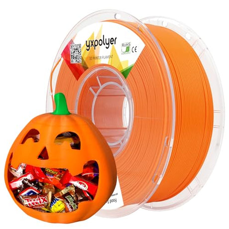 YXPOLYER PLA+ Filament Food Safe PLA Plus Food-Grade 1.75mm 3D Printing Filament 1kg 2.2lbs with PC Reusable Spool fit AMS System and Most FDM 3D Printers, Orange yxpolyer