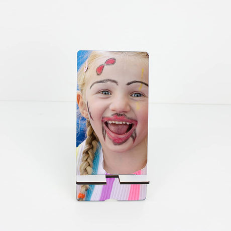 MR.R 5 Pieces Sublimation Blanks Cell Phone Stand Holder MDF Sublimation Desktop Phone Holders Smartphone Tablet Stands DIY Portable Craft Phone Bracket for Table Nightstand Home Office MR.R