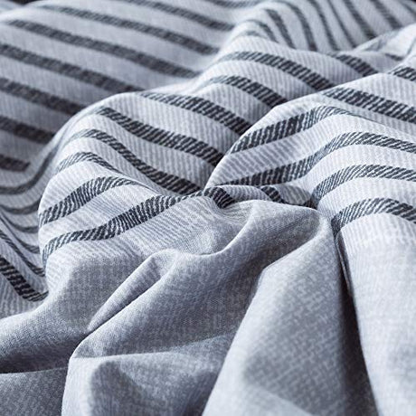 Andency Full Size Blue Comforter Set (79x90 Inch), 3 Pieces Gray and Blue Patchwork Striped Comforter, Soft Microfiber Down Alternative Comforter Bedding Set Bed in a Bag with Corner Loops Andency