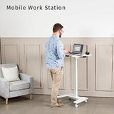 VIVO White Electric Mobile Height Adjustable 36 inch Dual Platform Standing Desk with Wheels, Rolling Small Space Table, Sit Stand Workstation, DESK-V111VTW VIVO