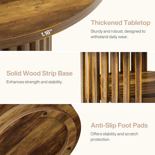 Tribesigns 47-Inch Round Conference Table for 4, Wooden Small Meeting Room Table with Storage Shelf and Solid Wood Base for Office, Conference Room, Brown Tribesigns