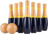 Wooden Lawn Bowling - Adults and Kids Bowling Set with 10 Pins, 2 Balls, Carry Bag - Indoor and Outdoor Games - Bowling and Skittle Yard Games (Black) Hey! Play!
