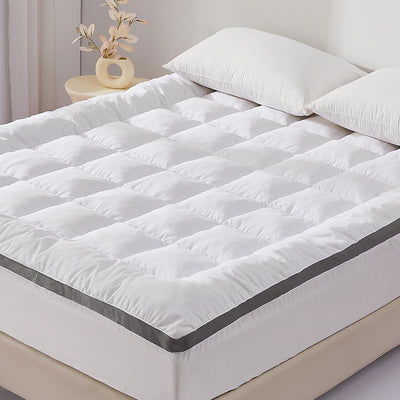 SAPHREAS Queen Size Mattress Topper 3 inch with 8-20 inches Stretchable Pockets, Soft Pillow Top Mattress Pad for Back Pain Relief with Breathable Air Mesh Sides