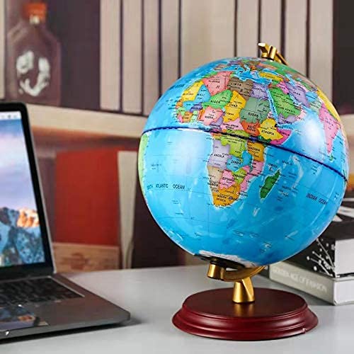 TTKTK Illuminated World Globe for Kids & Adults All Ages with Wooden Stand 7 in 1- Night View Stars Map Constellation Globe with Detailed Colorful World,Built-in LED Bulb, Educational Gift TTKTK