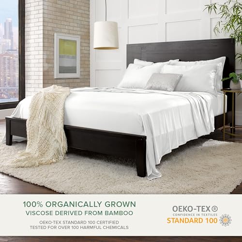 Pure Bamboo Twin Sheets, Genuine 100% Organic Viscose Derived from Bamboo Bed Sheet Set, Luxuriously Soft & Cooling, Double Stitching, 2 Year Quality Promise (Twin, White) Pure Bamboo