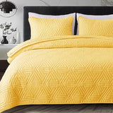 Whale Flotilla Soft King Size Quilt Set for All Seasons, 3-Piece Ultrasonic Geometric Quilts Bedding Set, Lightweight Reversible Bedspread, Coverlet, Bed Cover with 2 Pillow Shams, Yellow Whale Flotilla