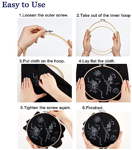 Halloween Embroidery Kit for Adult Beginner, Stamped Cross Stitch Kit for Beginner Adult, Funny Gothic Embroidery Starter Kit with Pattern Needlepoint Kit, 3 Embroidery Hoop and Fabric, Needle, Thread Armindou