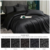 YASMENG Cooling Duvet Cover Full Set Black, 100% Viscose Derived from Bambo, Summer Soft Breathable Rayon Bedding Set for Hot Sleepers, Luxury Luxurious Silky Smooth Comforter Cover for All Seasons YASMENG