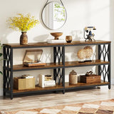 LITTLE TREE Console Table with Storage Shelves, 70.9" Industrial 3-Tier Sofa Table for Living Room, Long Foyer Table Entryway Table for Hallway, Front Door, Entrance, Rustic Brown & Black LITTLE TREE