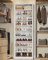 Hzuaneri Shoe Storage Cabinet, 10 Tiers Freestanding Shoe Cabinets, Wooden Shoes Rack with Cubby, 27-30 Pairs, Farmhouse Tall Shoes Cubby Organizer for Entryway, Living Room, White SR52603X Hzuaneri