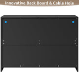 Hasuit Dresser with LED Lights for Bedroom, Double Dresser with 6 Drawers and 2 Pull-Out Tray, Black Chest of Drawers Bedroom Storage Organizer, Dimensions 15.6" D x 42.6" W x 30.1" H Hasuit