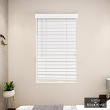 LOTUS & WINDOWARE Cordless Faux Wood Blinds, 34" Wide x 84" Long, Smooth, Snow White, 2 Inch Horizontal Blinds – for Living Room, Bedroom, Interior Door Windows LOTUS & WINDOWARE