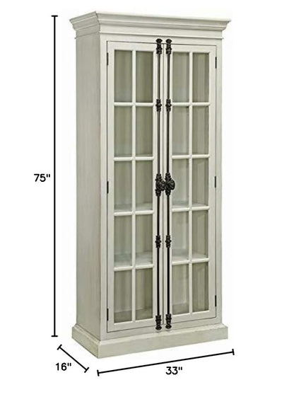 Pemberly Row 2 Door Traditional Display Curio China Cabinet in Antique White