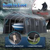 ADVANCE OUTDOOR 13x20 ft Carport 2 Roll up Doors & Vents Outdoor Portable Storage Shelter Garage Tent for Vehicle Boat Truck Anti-UV Snow Resistant Waterproof, Gray ADVANCE OUTDOOR