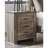 Signature Design by Ashley Trinell Rustic 2 Drawer Nightstand with USB Charging Stations, Warm Brown Signature Design by Ashley