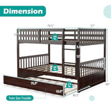 Giantex Espresso Full Over Full Bunk Bed with Trundle & Guardrails, Convertible Design for Kids and Adults Giantex