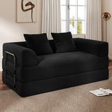 Cloud Boneless Convertible Sofa Bed, 4-in-1 Foldable Compressed High-Density Sponge Sofa, 70" Corduroy Fabric 3 Seater Sleeper Couch Futon Daybed for Living Room Bedroom (Black) Living&Giving