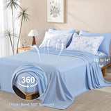 Luxudecor Floral Queen Comforter Set 7 Pieces Bed in a Bag, Blue Rose Romantic Flower Bed Set, Soft Reversible Comforter with Sheet Set 90"x90" Luxudecor