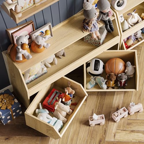 Fulhope Burlywood Toy Storage Organizer with Wheels and Drawers for Kids Fulhope