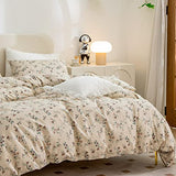 Jane yre Duvet Cover Queen Floral, Brushed Microfiber 3 Pieces Bedding Set, Garden Style Vintage Floral Queen Duvet Cover Flower, with Zipper Closure, Luxury Soft Breathable Comfy Jane yre