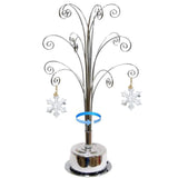 HOHIYA Ornament Tree Display Stand Rotating Holder Hanger 16.75 Inch Wire Hook Hanging Metal for Christmas Swarovski Crystal Glass Decorations Gift Taiwan Made Silver HOHIYA