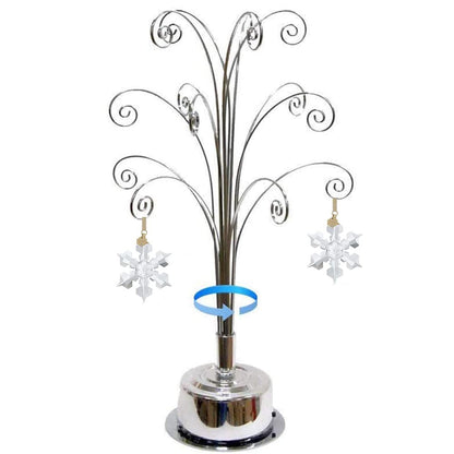 HOHIYA Ornament Tree Display Stand Rotating Holder Hanger 16.75 Inch Wire Hook Hanging Metal for Christmas Swarovski Crystal Glass Decorations Gift Taiwan Made Silver