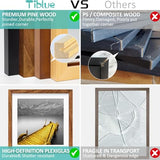 12x12 Picture Frames Solid Wood Display Pictures 10x10 or 8x8 with Mat or 12x12 without Mat - Each 12x12 Inch Square Photo Frames with 2 Mats Wooden Tiblue