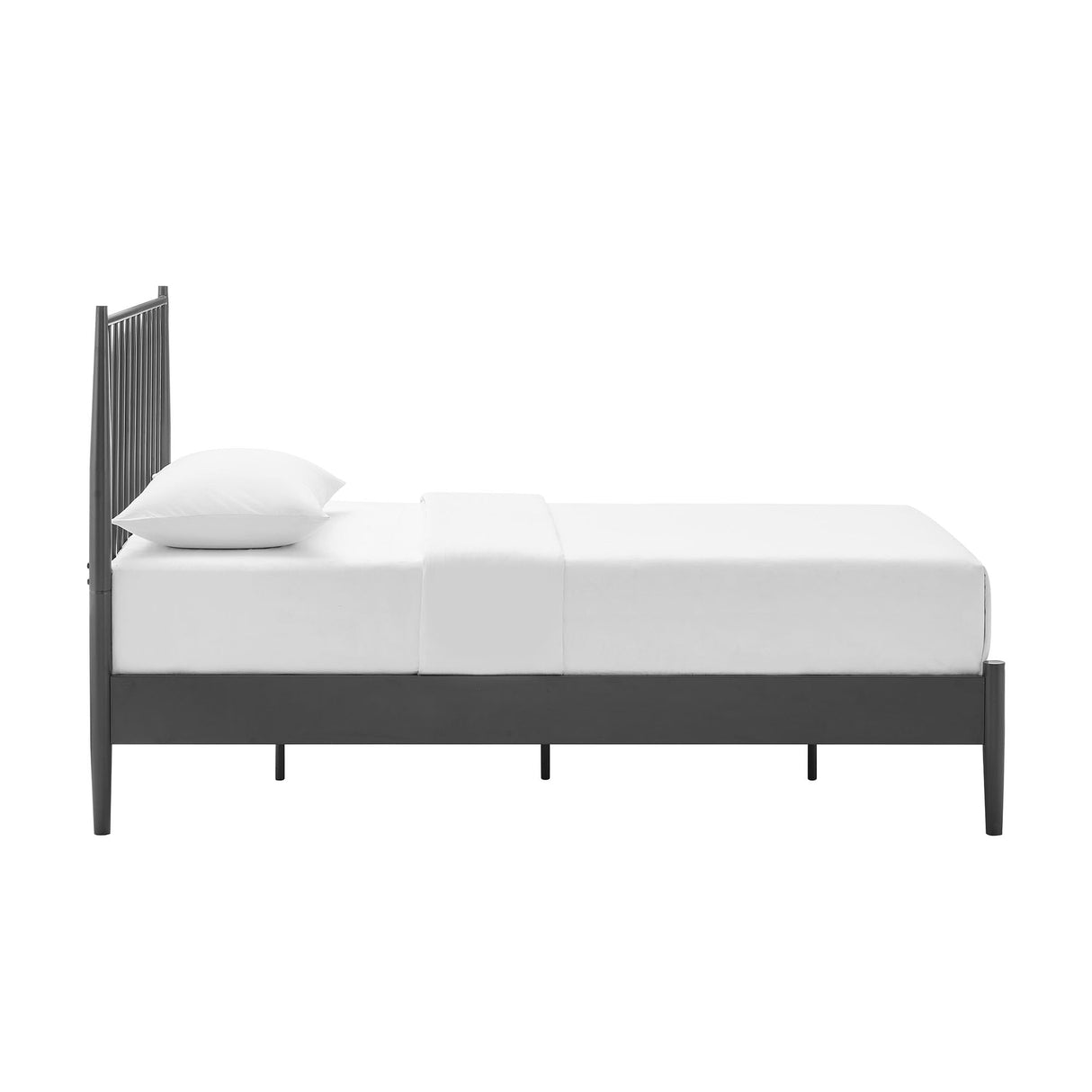 Modway Adair Twin Metal Platform Bed Frame with Spindle Headboard – Classic Modern Farmhouse Mattress Foundation with Wood Slat Support, No Box Spring Needed Modway