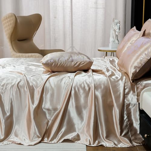 Jacquard Full Comforter Set with Sheet Set Gold Bedding Set 8 Pcs Embroidery Neoclassical Floral Pattern Bed Home Decor Soft Down Comforter Luxury Hotel Silky Bed in a Bag with 1 Cushion Cover Bedding_Dreamer